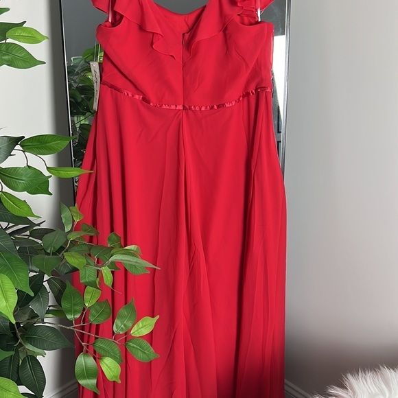 INDIGO ROSE 🌹 Floor Length Red Gown with Ruffle Neck and Short Sleeve NWT - Picture 7 of 9